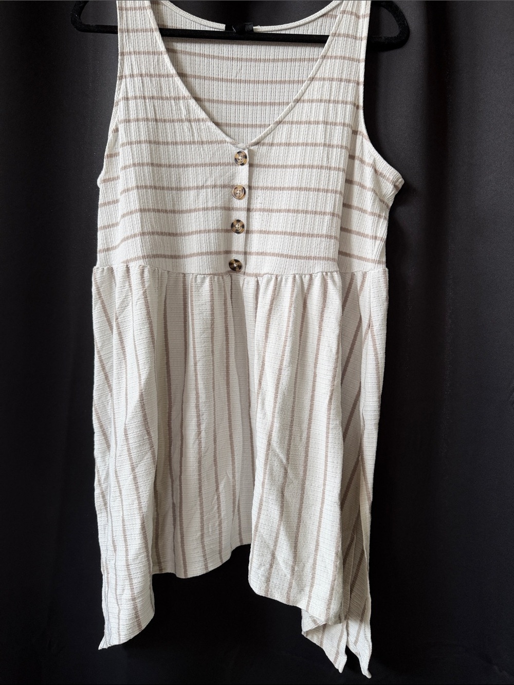 torrid Cream and Tan Striped Sleeveless Button-Front Tank